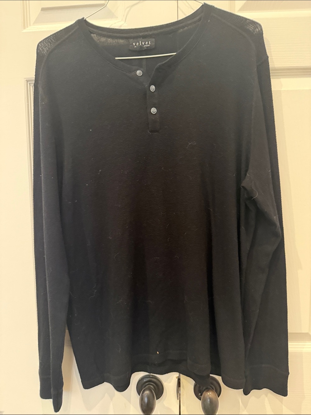 Velvet by Graham & Spencer Black Long-Sleeve Henley